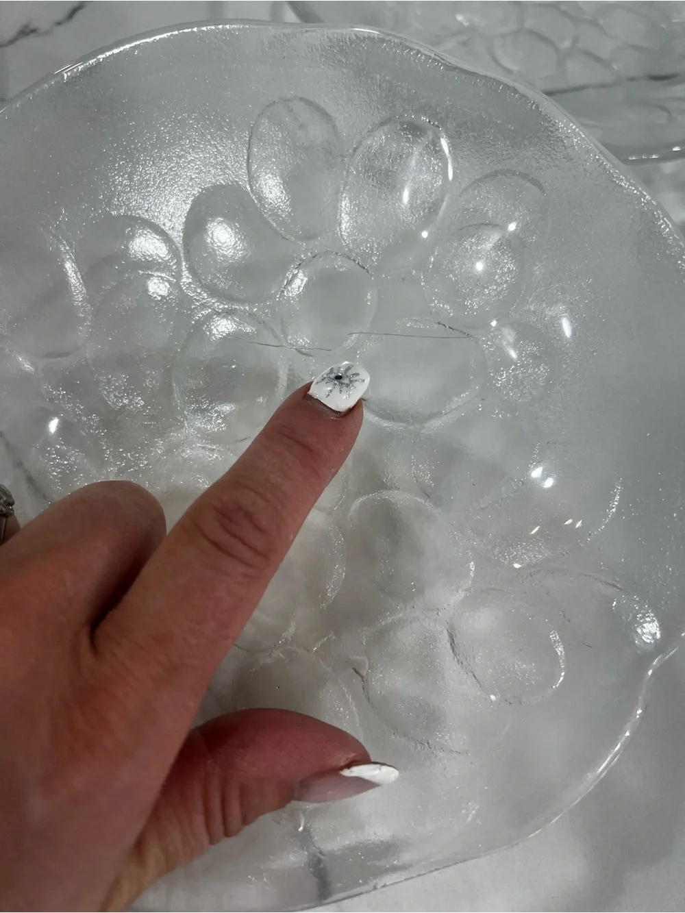 Kosta-Boda Handmade  Glass Serving Platter Grapes Motif, Vintage Sweden Set Of 6